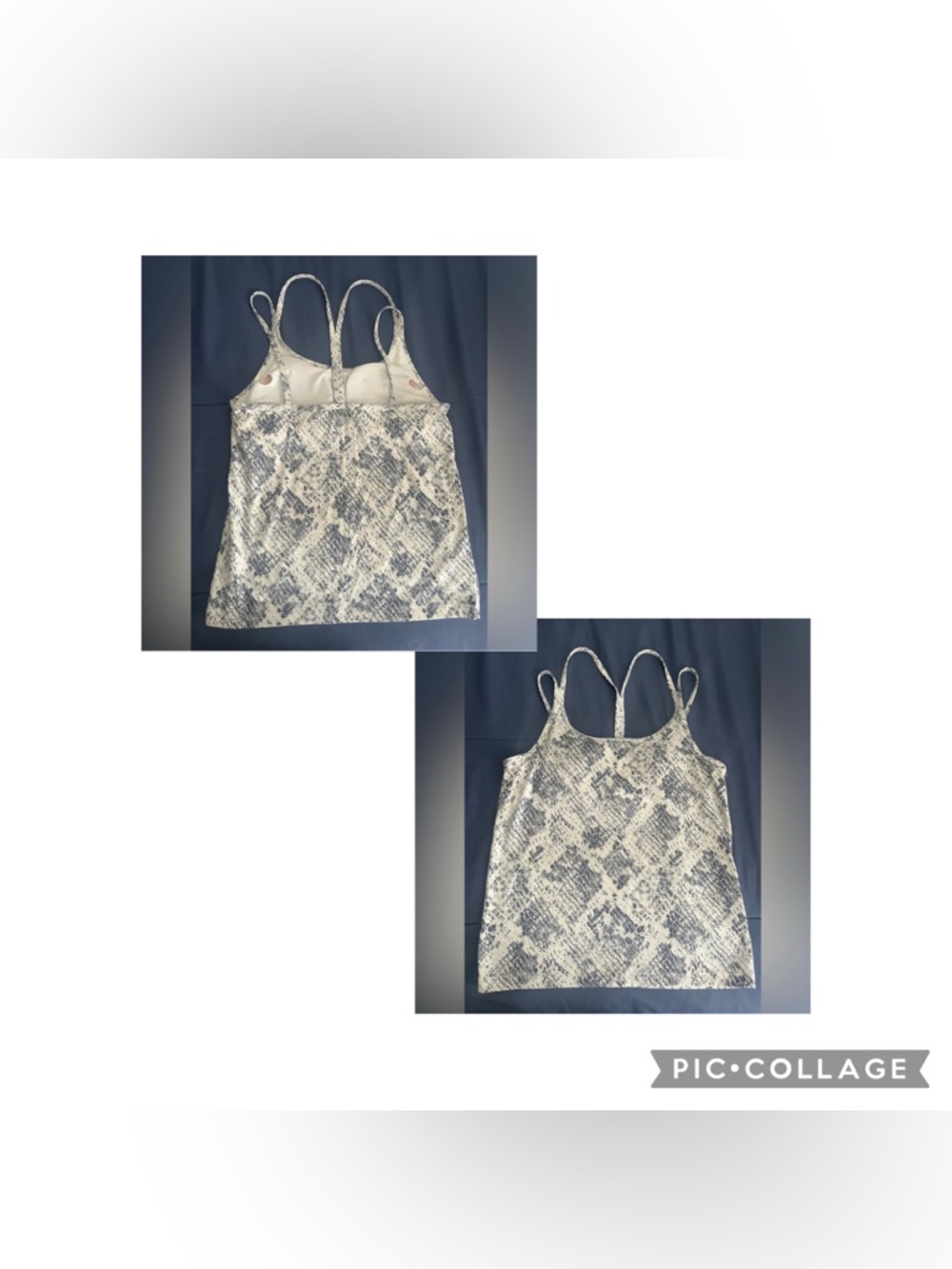 LIKE NEW PINK Ultimate Women’s Tank - Gray/Off White Snake Print - Sz Medium